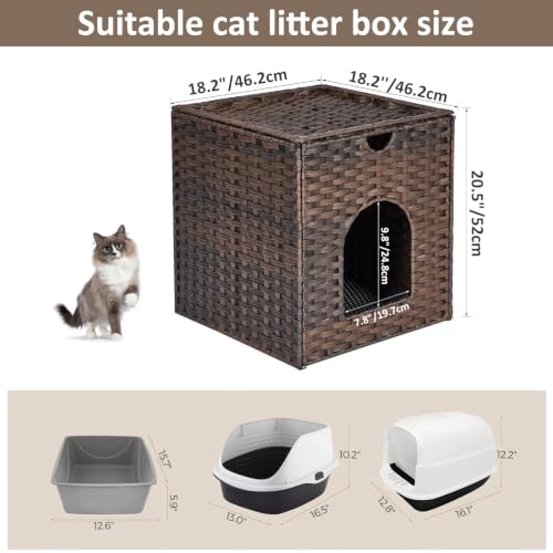 Cat Litter Box Enclosure (18.2'' L x 18.2'' W x 20.5'' H / Brown)