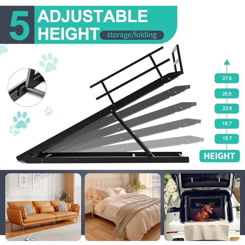 Dog Ramp for Bed & Couch (Black / L-for 27.5''H Bed)