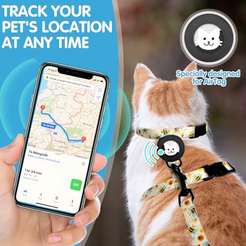 Cat Harness with Airtag Holder (Cute Bee (Buckles on Neck & Chest))