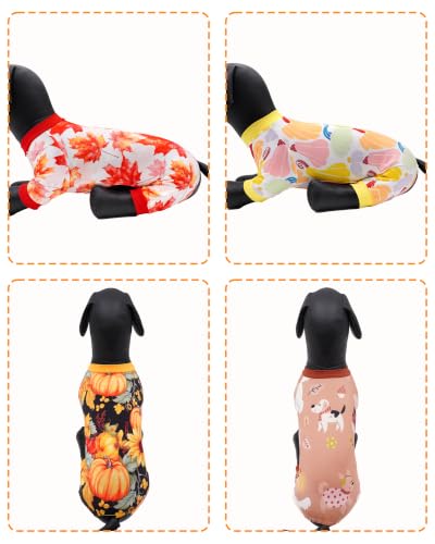 4 Pack Fall Leaf Dog Pajamas for Medium Large Dogs (X-Large)