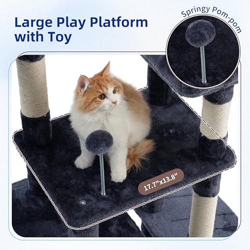 55.1'' Cat Tree Tower for Indoor Cats (55.1 inch / Smoky gray)