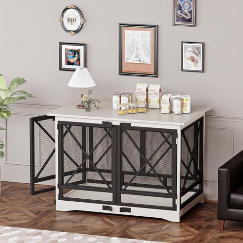 48IN Dog Crate Furniture (White / 36.0"L x 27.5"W x 47.2"H)