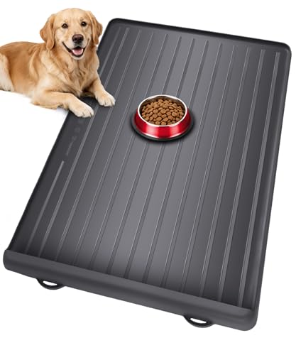 Dog Mat for Food and Water (Black / 39.4''x27'')