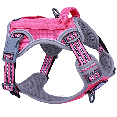 Tactical Dog Harness for Small Dogs No Pull (Rose Red / S(Neck:13-16", Chest:15-23"))
