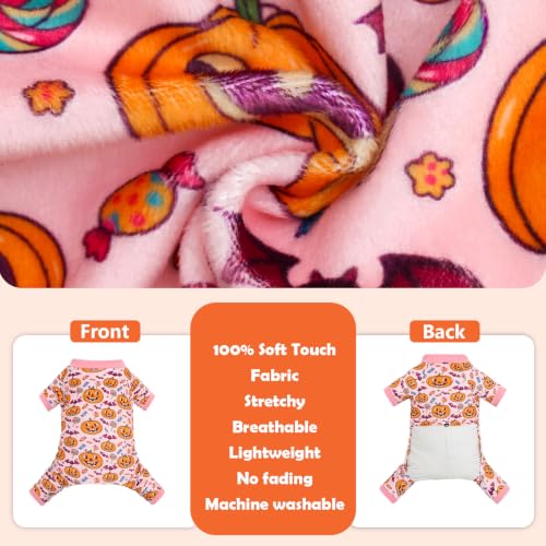 Small Dogs Outfit Soft Puppy Onesies Pjs Halloween Dog Pajamas Pet Coat Cat Apparel Comfy Doggie Jumpsuit Bodysuit for All Seasons P351XS (Candy Pumpkin / X-Small)