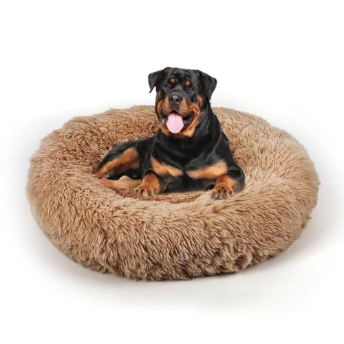Dog Bed Cat Calming Bed (Camel / 44.0"L x 44.0"W x 7.0"Th)