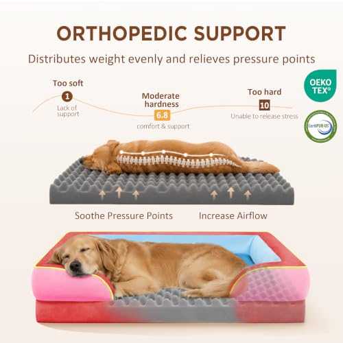 Orthopedic Dog Bed for Extra Large Dogs with Bolster (45.0"L x 35.0"W x 8.5"Th / Los Angeles)