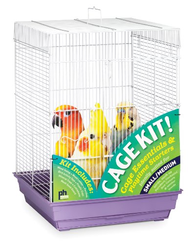 Square Roof Bird Cage Kit (White & Purple)
