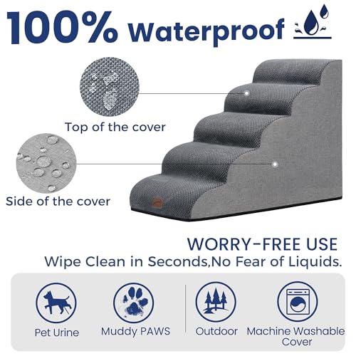 Ramp Dog Stairs for High Beds 22.6" H (Grey / 5-Step (33"D x 15.7"W x 22.6"H))