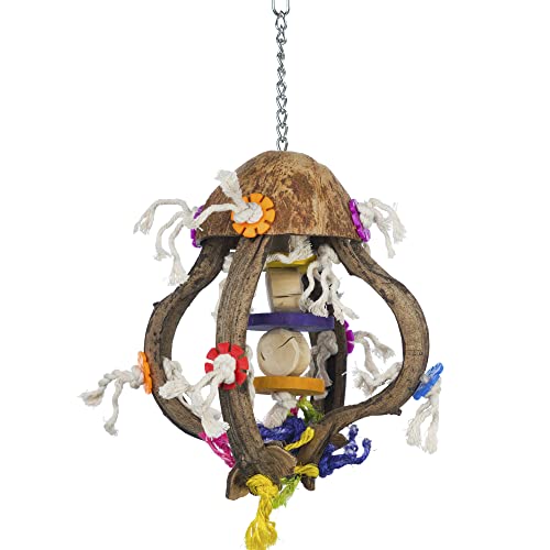 Jellyfish Bird Toy Hanging Cage Toy for Foraging (approx 9 1/2"" diam. x 14 1/2" H / Multi)