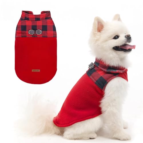 Christmas Fleece Dog Sweater for Small Medium Dogs (Red / Large)