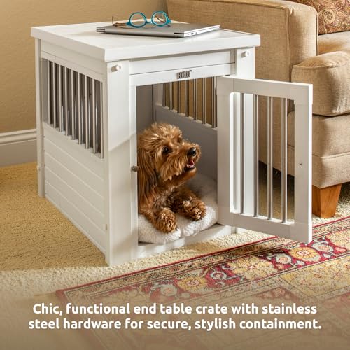 ECOFLEX® Small Furniture Style Dog Crate & End Table (Antique White / 23.8"L x 18.2"W x 22.2"H)