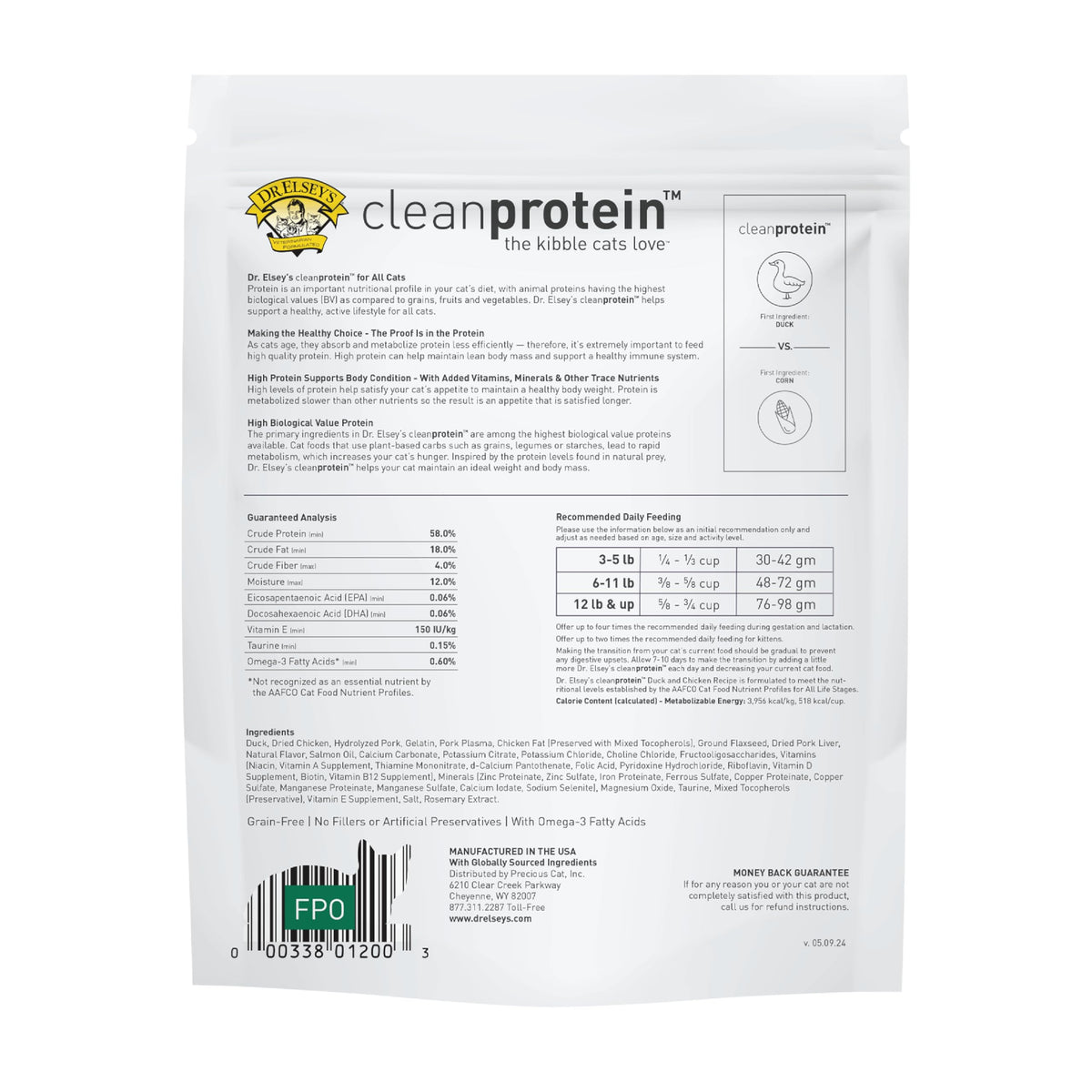 cleanprotein Duck Cat Kibble 2 lb. Bag (2 Pound (Pack of 1))