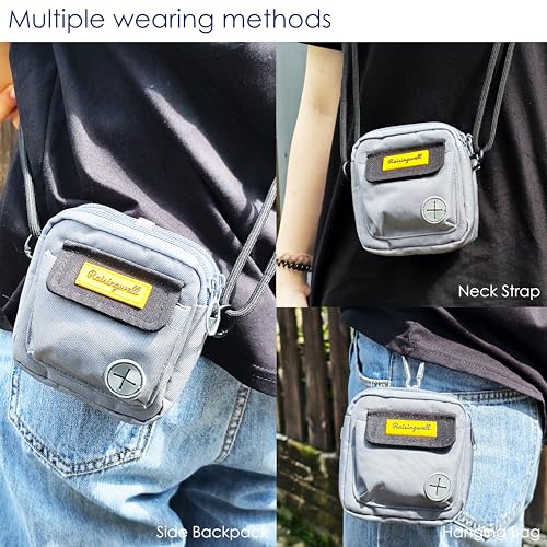 Dog Treat Pouch for Pet Walking and Training with Clicker Poop Bags and Three Bags Design Small Fanny Zipper Pack Holder for Puppy Snack Dispenser Kit for Leash and Outdoor Use (Two Bag / d3.Gray1)