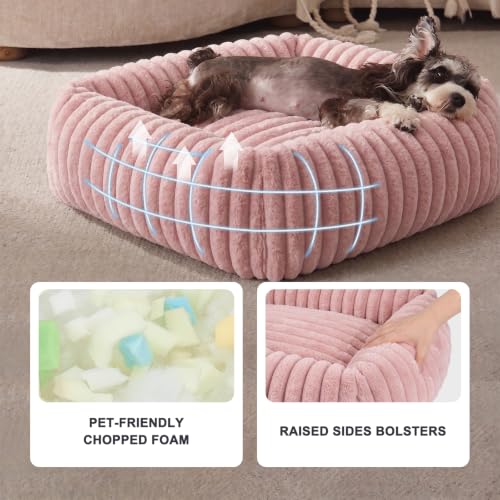 Dog Bed for Small Medium Dog (Pink / M (25"x21"x7"))