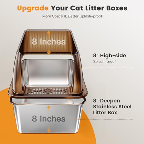 15”Stainless Steel Cat Litter Box Enclosure (Translucent brown / XX-Large)