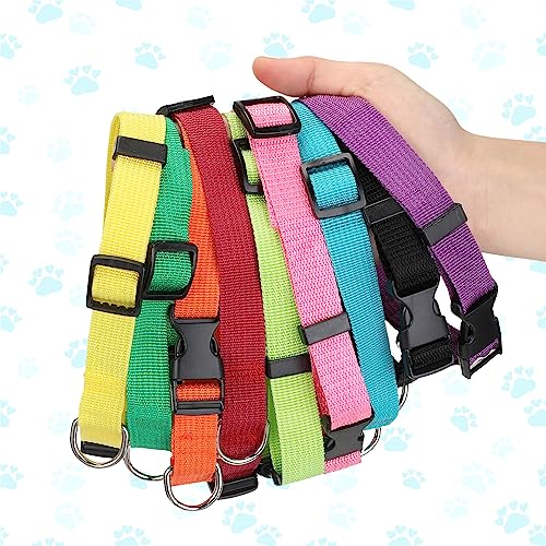 9 Pcs Adjustable Dog Collars Set for Litter (Bright Colors / Medium)