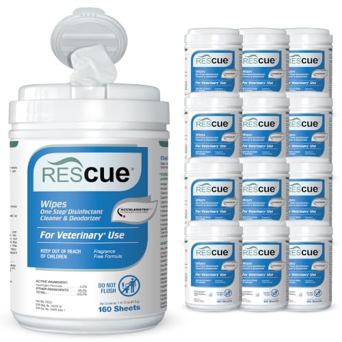 One Step Disinfectant Cleaner & Deodorizer Wipes for Vet Use (Canister (12 Pack) Wipes)