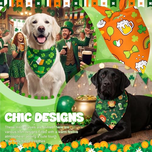 50 Pcs St Patrick's Day Dog Bandanas Bulk Green Shamrocks Bandanas for Dogs Triangle Kerchief Bibs Scarf for Pet Irish Costume Photo Props Pet Shops Groomer (St Patricks Day / 31.5 x 21.7 x 21.7")
