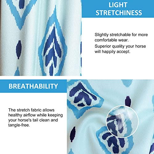 Stretchy Tail Bag Breathable Horse Tail Guard Slip on Design Protect Horse Tail 2 Strand Closure Straps Keep Tail Clean & Protected 22" L Length Makes Grooming Easy (Nature Aztec)