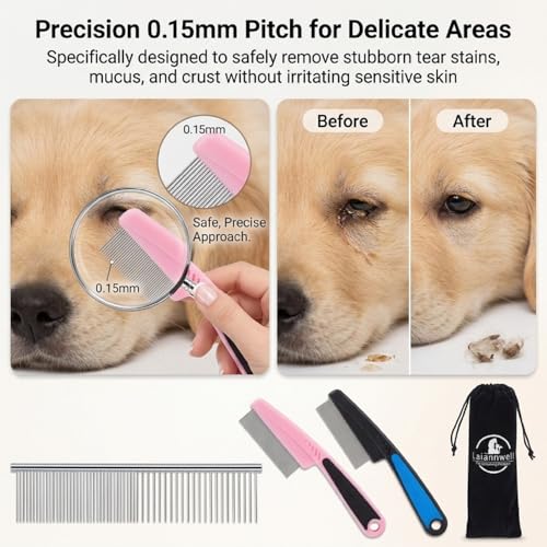 Cat Combs Pet Comb Laiannwell Professional Grooming Comb for Dog (Flea Combs)