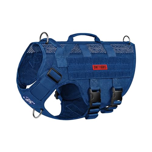 Tactical Dog Harness for Small Medium Large Dogs (Blue / L)