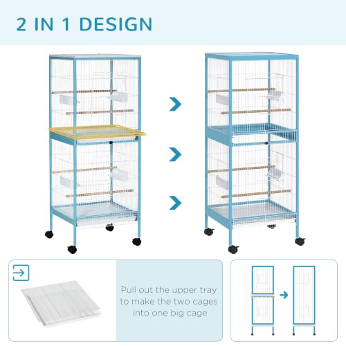 Large Bird Cage 1.7 ft. Width for Wingspan 55" (Light Blue)