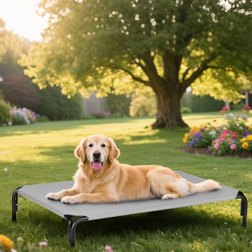Elevated Dog Bed for Outdoor (Grey / 47"L x 29"W x 8"Th)