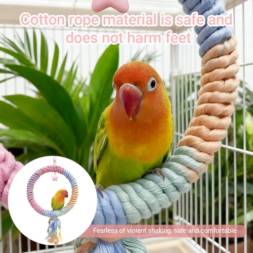 Bird Swing Gradient Colorful Cotton Rope Bird Swing Cage Hanging Toys