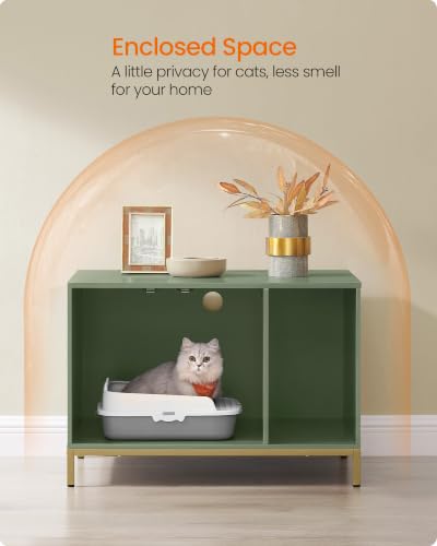 Cat Litter Box Enclosure (Forest Green + Gold / L (31.5"l X 19.7"w X 21.7"h))