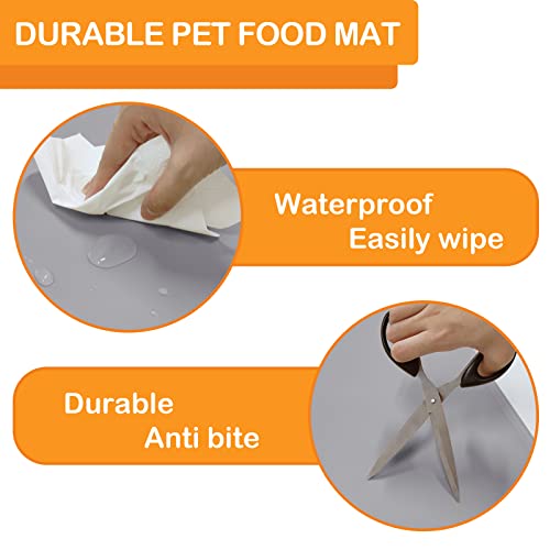 Pet Food Mat Pet Feeding Mat Silicone Placemat for Dog and Cat Food Water Bowl Dog Food Mats for Floors Non Slip Waterproof Anti (39.4"L x 29.5"W / Cool grey)