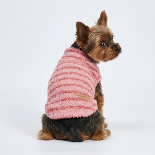 2 Pack Striped Fleece Dog Sweater (Small / Pink-Lavender)