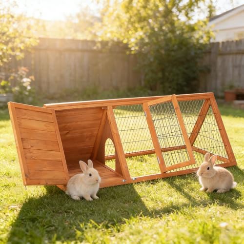 Rabbit Hutch Chicken Coop Outdoor A (Ntural Wood)
