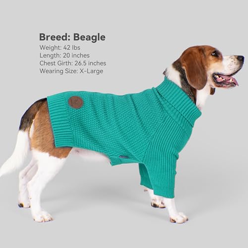 Dog Sweater Long Sleeve Warm Sweaters for Giant Breed Dogs Boy Girl (Aqua Green / XXXX-Large)