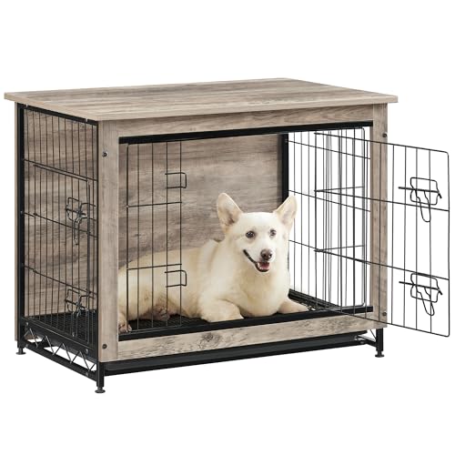 32.5" Dog Crate Furniture (Greige / 32.5"L x 21.9"W x 25.2"H)