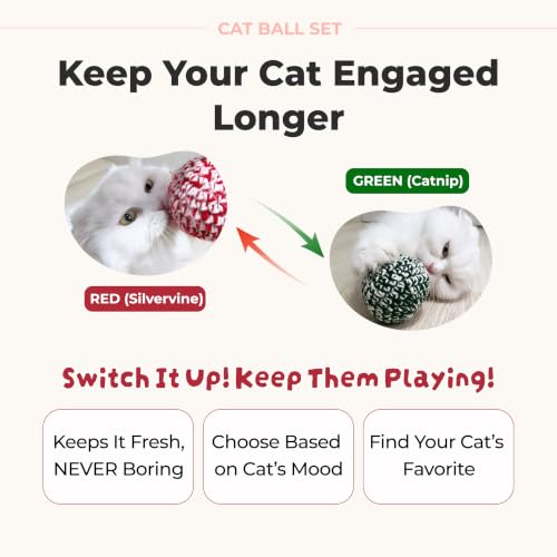 Red Cat Ball Red & Green Set (Red & Green W/O Bell Set / 2.7inch)