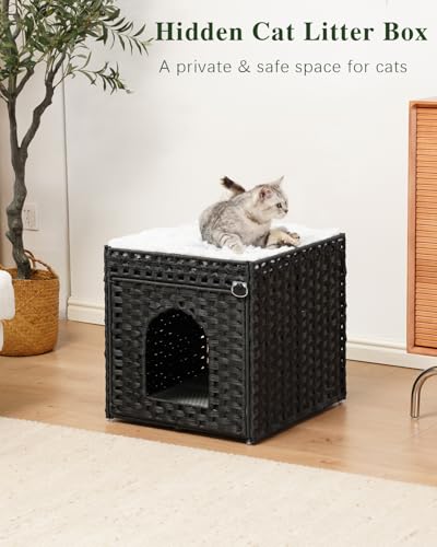 Cat Litter Box Enclosure Furniture (Black / Standard)