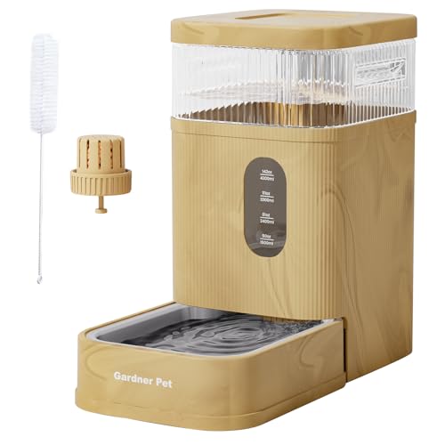 2.2 Gallon Automatic Dog Water Dispenser with Stainless Steel Bowl (Brown / 2.2 Gallon)