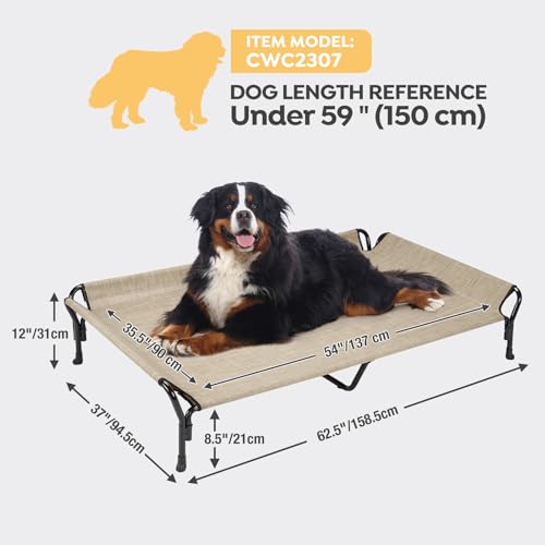 Cooling Elevated Dog Bed (Beige Coffee / 62.5"L x 37.0"W x 12.0"Th)