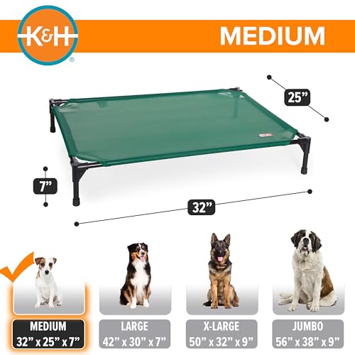 K&H Outdoor Elevated Dog Bed (Green Mesh / Medium 32"L x 25"W)