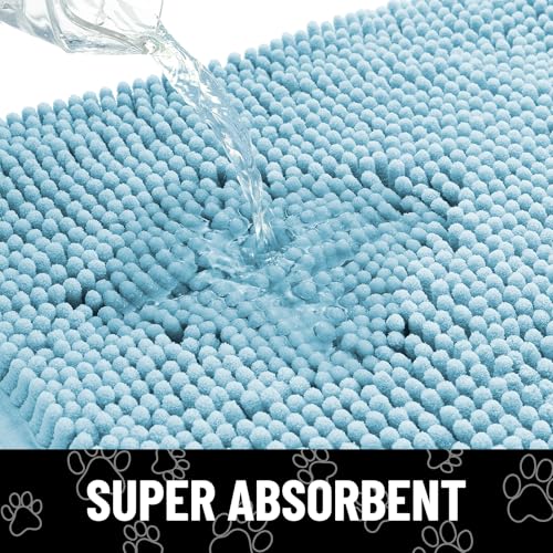 Dog Door Mat for Muddy Paws (36"X24" / Sky Blue and White)
