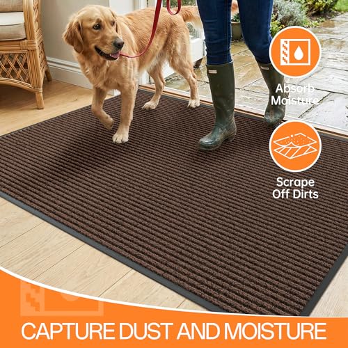 Indoor Outdoor Door Mat (Brown Striped / 2' x 6' (Rectangular))
