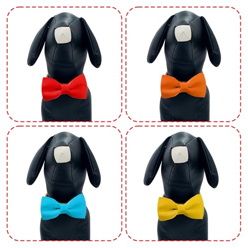 12 Pack Plain Dog Bowties for Small Dogs Slide on Collar (S/M)