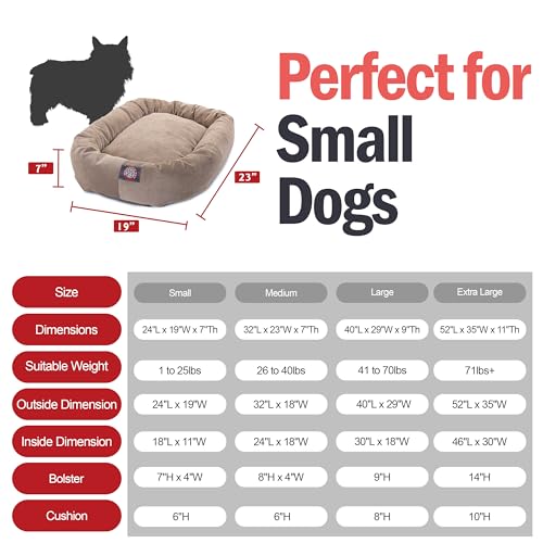 Villa 24 Inch Shredded Memory Foam Dog Bed for Small Sized Dog 24x19x7 Inch (Pearl)