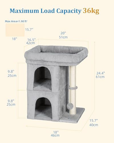 Cat Tree for Large Cat (24''Light Grey)