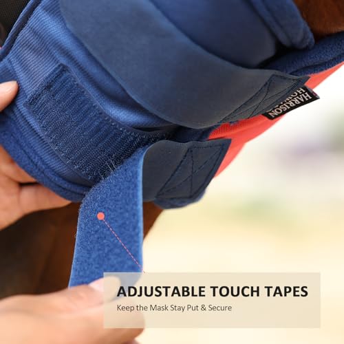 Pro Luminous Horse Fly Mask Standard with Ears UV Protection for Horse Coral Orange (Coral Orange/Navy / Small (Yearling))