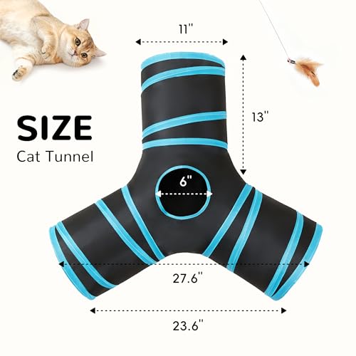Pet Tunnel Tube Cat Toys (Black & Blue / Small)