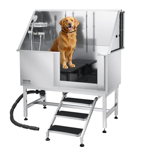 Stainless Steel Dog Washing Station (Right STAIRS / 50 inch)