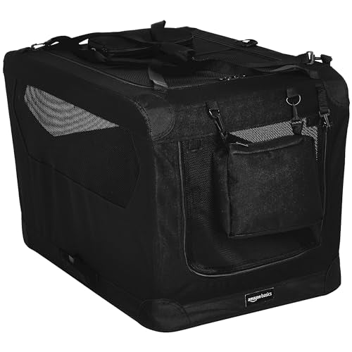 Portable Soft Pet Dog Crate Carrier Kennel with Mesh Windows (BLACK / 30.0"L x 21.0"W x 21.0"H)