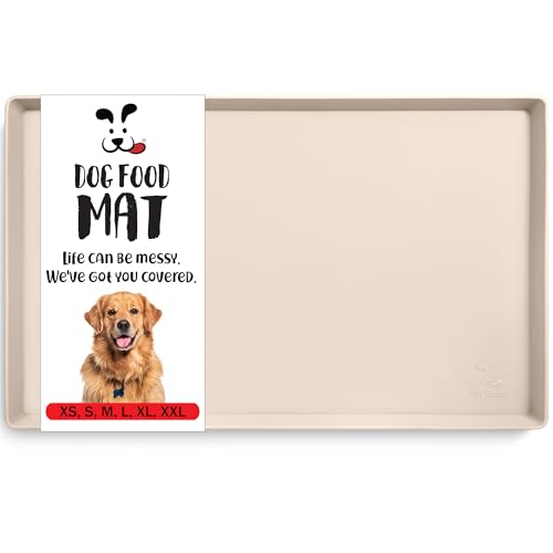 Dog Food Mat Waterproof Dog Bowl Mat for Food and Water (XX-Large: 32" x 24" / Vanilla)